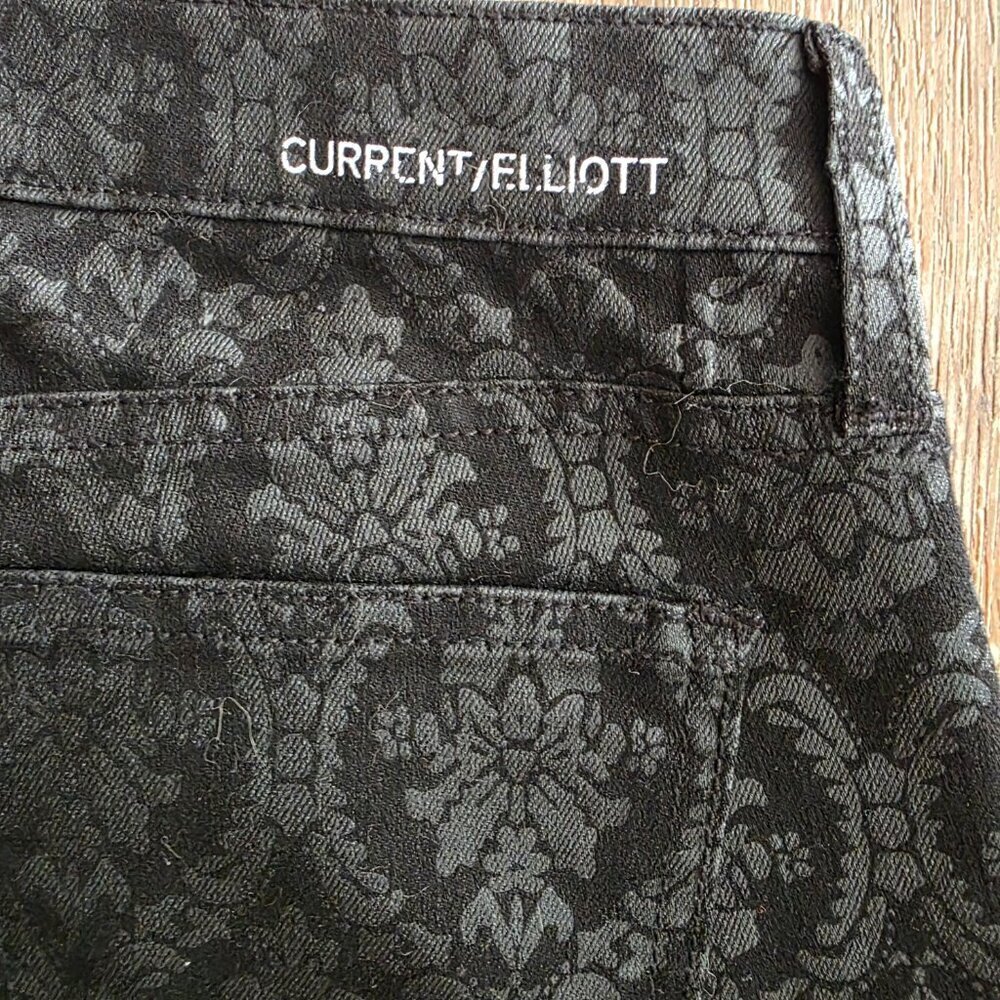 Current/Elliot Black Brocade Ankle Skinny Jeans Women's Size 28 NWT - Picture 3 of 8